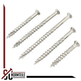 Terrace Screws Made of Stainless Steel C1 | 5 x 60 | with Cut Tip | Pack of 100 | Drive: Hexalobular TX 25 | Hardened, Rustproof | Patio Construction, VA, SC9064