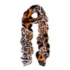 Elegant Leopard & Zebra Mixed Animal Print Scarf, Orange