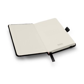 Notes London A6 Notebook with Lined Pages, Pen Loop and Expandable Paper Pocket Hardback Medium Journal New Notepad Note Book Notes Diary Pad (Black)