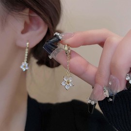 Aneneiceera Vintage Crystal Sunflower Earrings Gold Cz Sun Dangle Earring Rhinestone Flower Earring Cz Sun Hoop Earrings Jewelry for Women