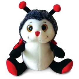 Puzzled Black & Red Sitting Ladybug Plush Animal Stuffed Toy Super Soft Cuddly Critter Children's Bedtime Buddy Ornament Display Imaginative Play Toy Gift - 9"