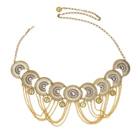 MEGAUK Women's Retro Chain Belt Coin Belt Fringe Belly Dance Belt Metal Waist Belt Waist Belt, 06196 coin belt