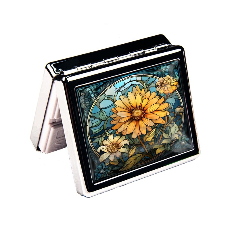 HowGuu 7 Days Chromed Shiny Silver Pill Organizer with Mirror