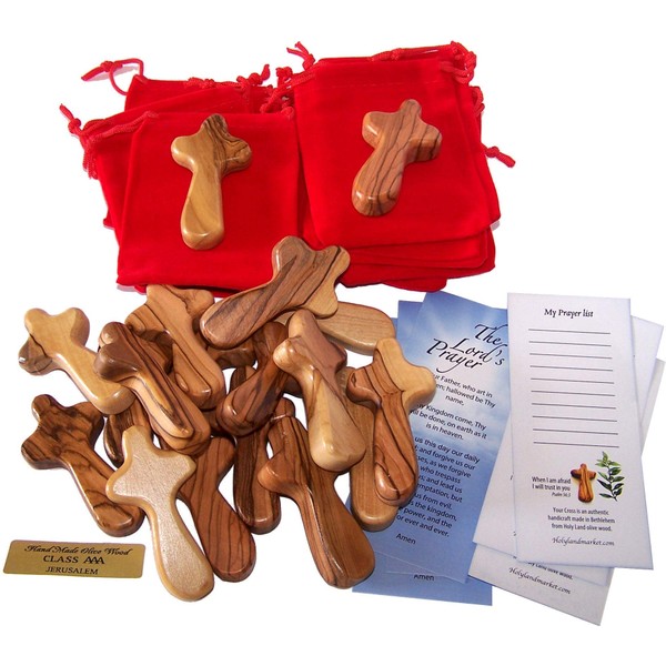 Holy Land Market Small Pocket Holding Comfort Crosses with Bags and Certificates (20)