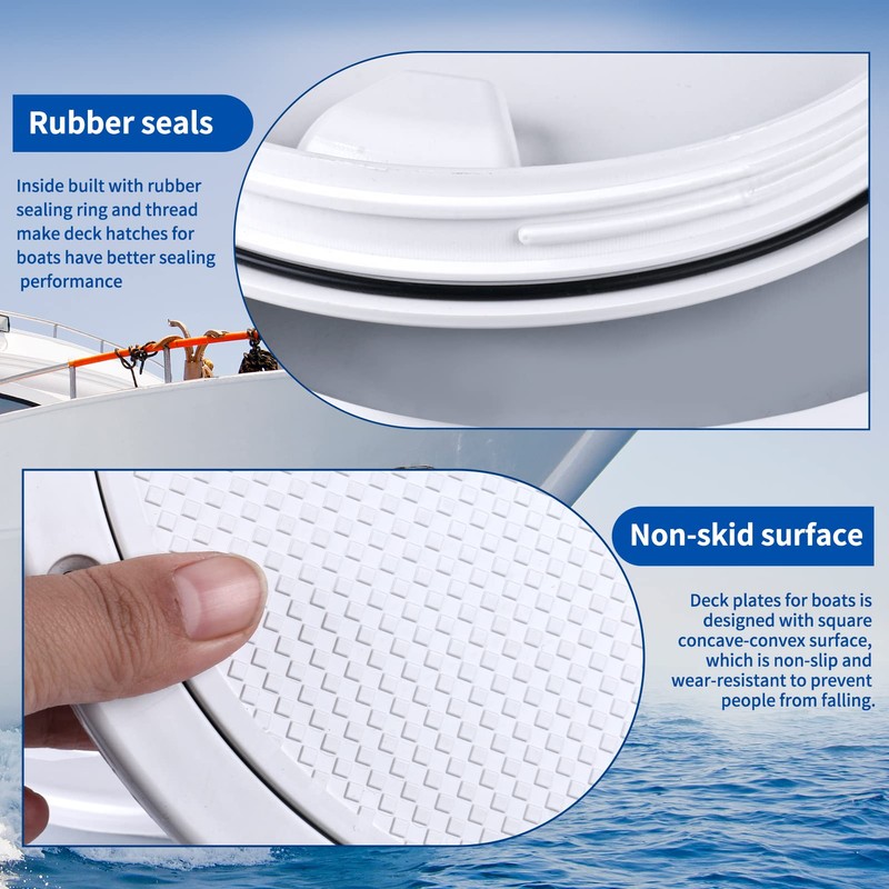 Smartmarine Boat Hatch White 4" 6" 8" Round Non Slip