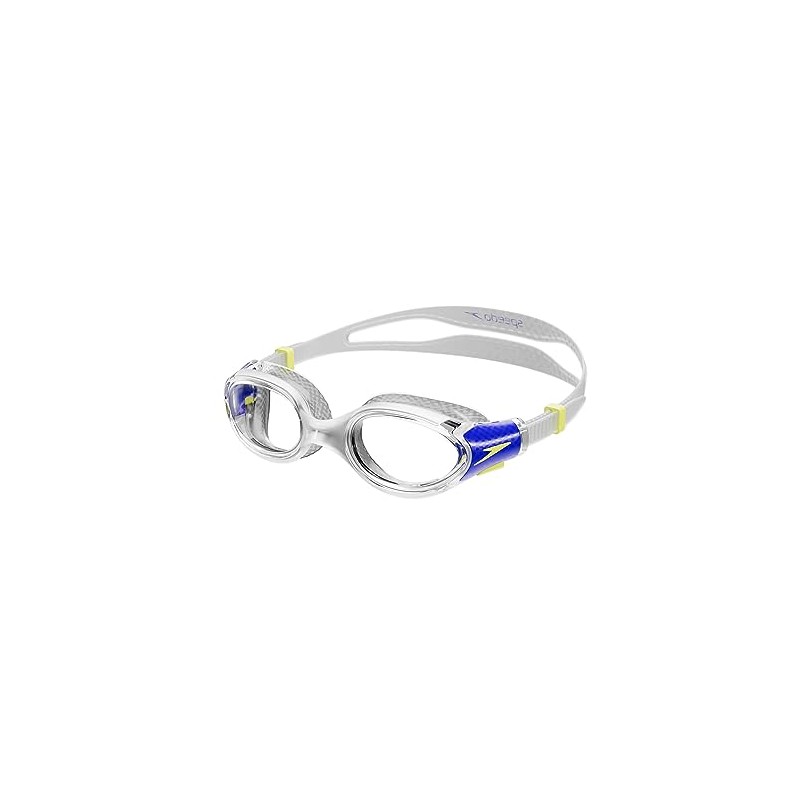 Speedo Unisex Children's Biofuse 2.0 Swimming Goggles, Transparent/Real Cobalt Blue/Lemon
