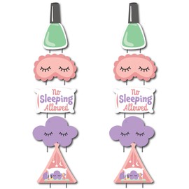 Big Dot of Happiness Pajama Slumber Party - Cloud, Eye Mask, Pillow, Nail Polish Bottle, and Tent Lawn Decorations - Outdoor Girls Sleepover Birthday Party Yard Decorations - 10 Piece