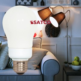 Satco S7283 7W A19 Compact Fluorescent Bulb - 5000K Warm White - Medium Base E26-25W Equivalent - Non-Dimmable - Energy-Efficient Lighting - 2 Pack