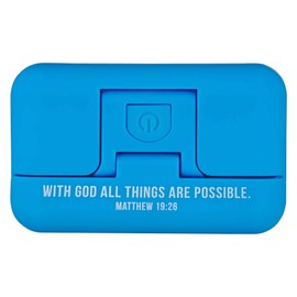 Christian Art Gifts Adjustable LED Book Light w/Magentic Clip & Inspirational Scripture: All Things are Possible - Matthew 19:26 for Reading, Sewing, Travel, Adjustable Bright, Dim, Pulse/Strobe, Blue