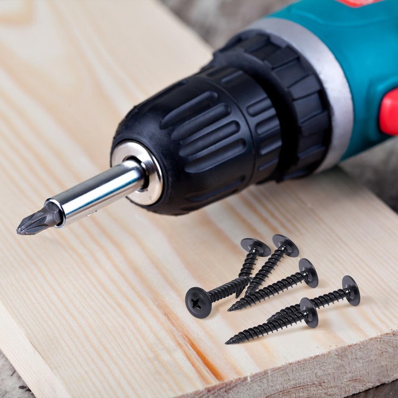 LIONMAX Black Wood Screws #8 x 1/2 Inch, 200-PCS, Self