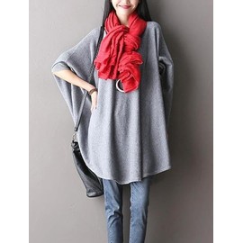 FTCayanz Women's Batwing Tunic Top Plus Size Blouse, gray