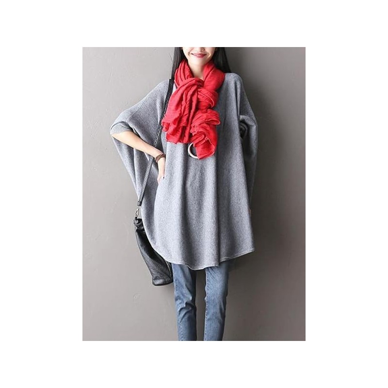FTCayanz Women's Batwing Tunic Top Plus Size Blouse, gray