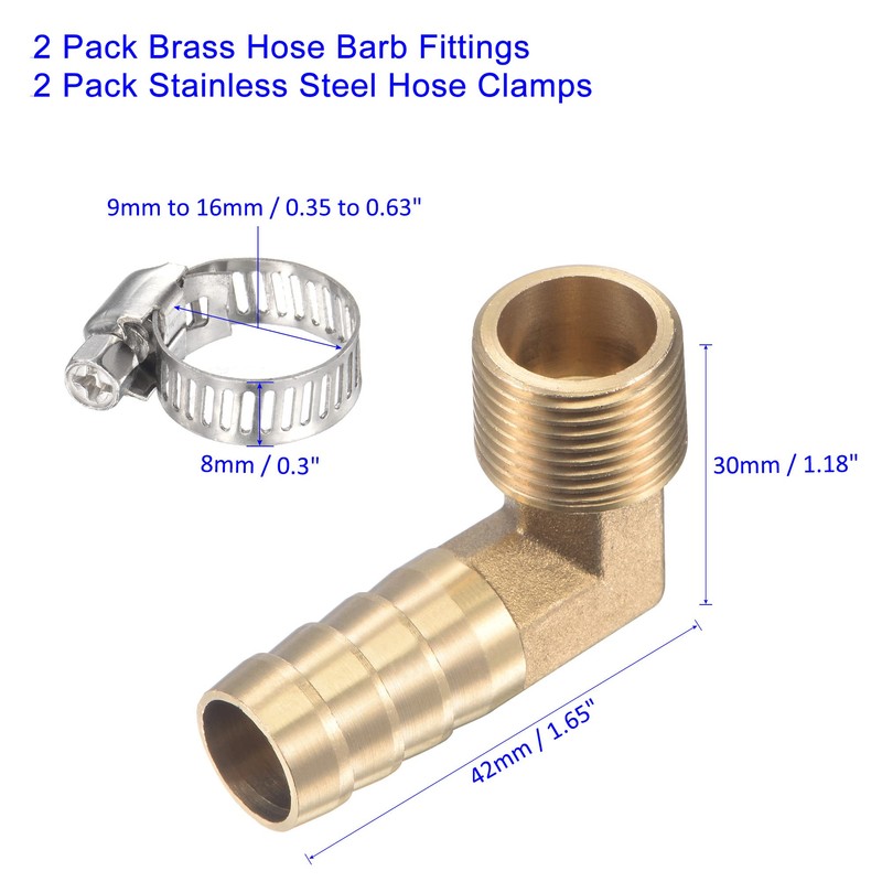 M METERXITY 2 x Screw Connectors Brass Angle 90 Degree