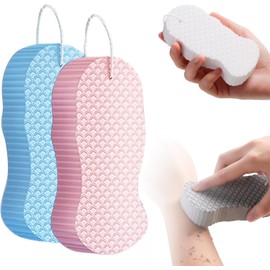 Esponja de Baño Exfoliante Mágico, Nuevos Esponjas de Baño y Ducha 3D Supersuave, Reutilizables para Eliminar Piel Muerta, Ideal para Adultos y Niños (Rosa y azul)