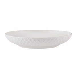 Mikasa Trellis Bone China 8-Inch Pasta Bowls Set of 4, Lightweight, Chip-Resistant White Porcelain, Dishwasher and Microwave Safe