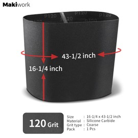 Drum Sander Feed Belt Conveyor - Compatible with JET & Performax 16-32 Plus Drum Sander, Silicone Carbide, 16-1/4" x 43-1/2", 120 Grit