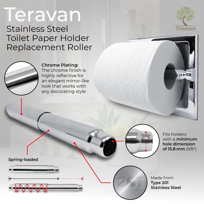 Teravan 201 Stainless Steel Toilet Paper Roller Spindle Replacement