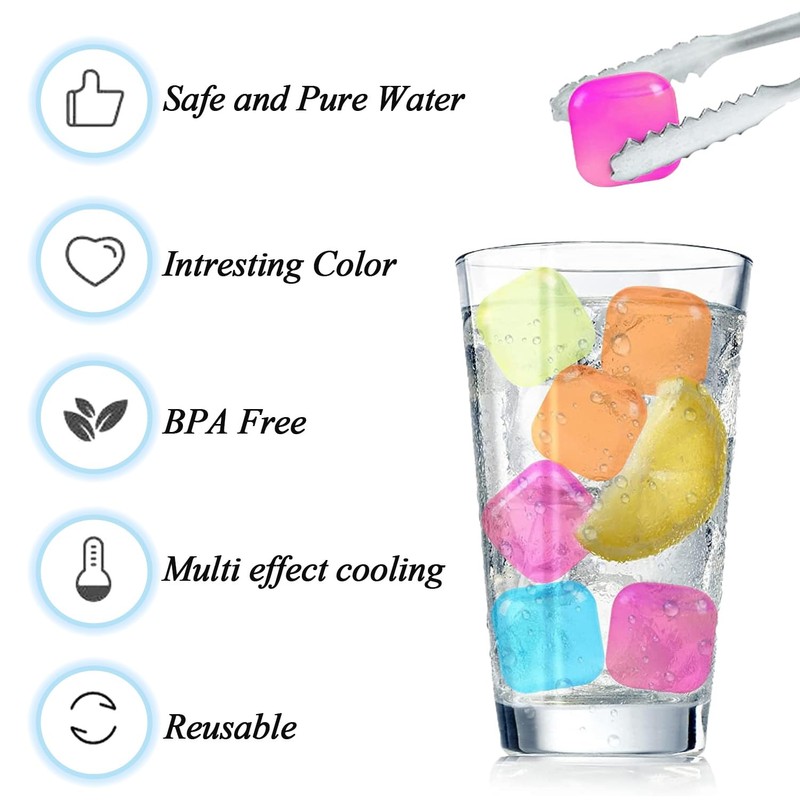KEELYY 60 x Reusable Ice Cubes, Plastic BPA-Free, Party Ice