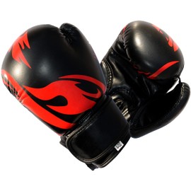 JP Kids Boxing Gloves - 8oz Maya Hide Leather, Child friendly design with Velcro Closure System for sparring, fighting, kickboxing, and punching (Black/Red, 8-OZ)