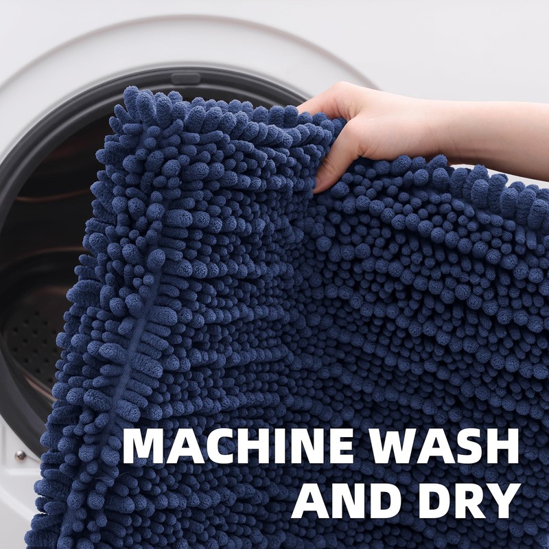 OLANLY Luxury Chenille Bath Mat, Extra Soft Thick Absorbent Shaggy