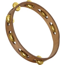 Meinl Percussion Traditional Wood Tambourine - 1-Row Tambourine - 10-inch Diameter - Siam Oak / Brass, Walnut Brown / Natural (TA1V-WB)