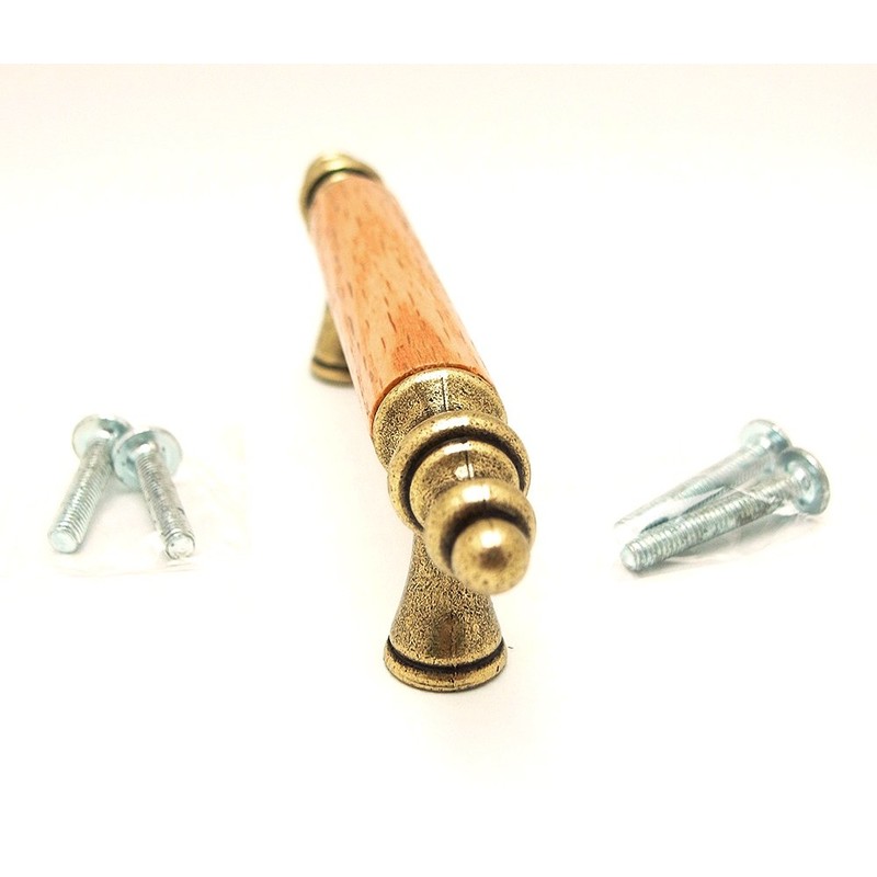 Wake Sangyo TW-346 Wooden Handle Antique Brass 3.0 inches (76