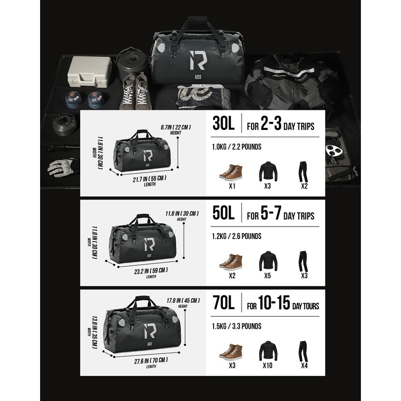 IRON JIA'S Motorcycle Dry Bag - Waterproof Duffle & Luggage