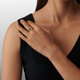 YURSHJAM 18K Gold-plated Crossover Band Ring Designer Two Tone Wheat Chain X-shape Band Rings for Women Gift (6)