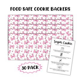 Cookie Backer Cardstock Grease Proof 30pk 4x6” Pencil Teacher Themed Pink Bow for Sugar Cookies Sprinkles for Bags Care Instructions Packaging Storage Preservation Baking