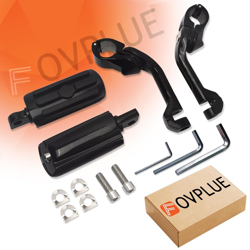 FOVPLUE 1.25" Highway Footpegs,Long Angled Adjustable Highway Pegs w/Mounts for