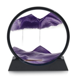 STEPOUT Moving Sand Art Liquid Motion - Perfect for Home, Office, Kitchen, Desk Decor, Crafted with Anit-Slip Wooden Base - Unique Picture Frame Style, 12" (Purple)