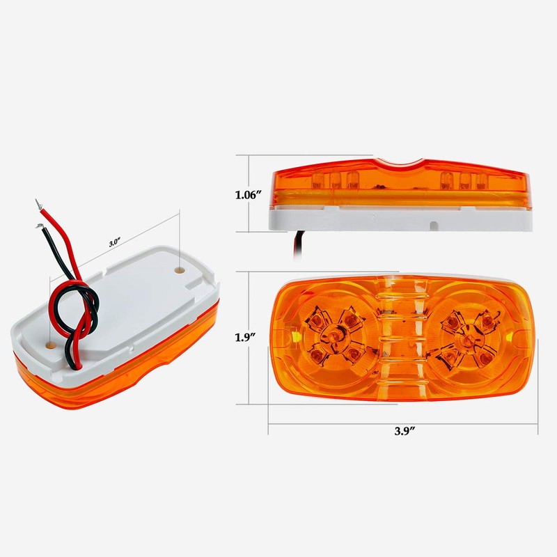 Partsam Five Trailer Marker LED Light Double Bullseye Amber 10
