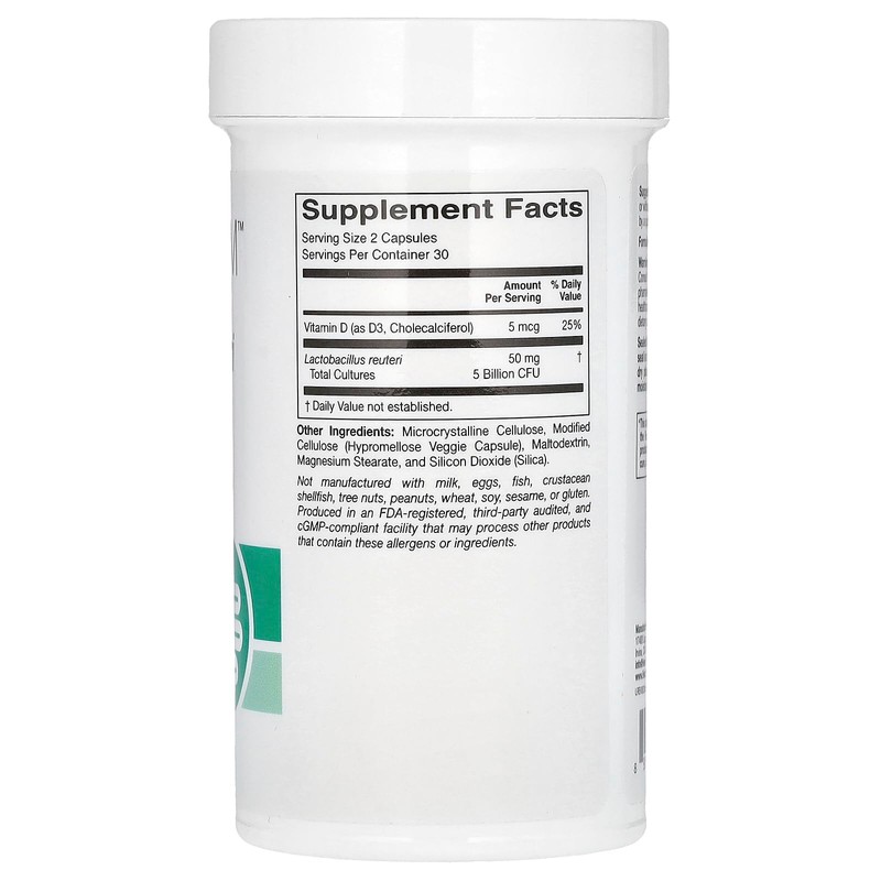 HealthyBiom Lactobacillus Reuteri LRC with Vitamin D, 5 Billion CFUs,