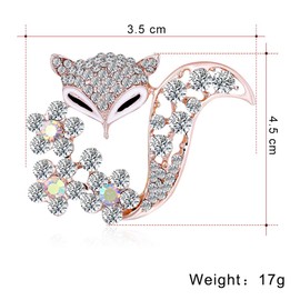 FAIRYGATE Brooches for Women UK Animal Brooches for Ladies Fox Rhinestone Crystal Wedding Brooch Animal Collar Pin Women Dress Scarf Clothing Accessories Jewelry Gift for Bride B3014