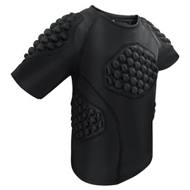 Topeter Youth Padded Football Shirt, Boys and Girls Chest Rib Protector Heart Guard Sternum Undershirts for Soccer, Lacrosse YL