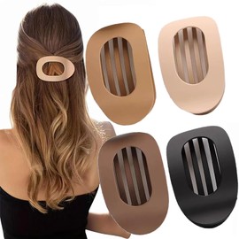 4PCS Flat Hair Clips for Women - Curved Design Duckbill Hair Clips for Lying, Driving - Glossy Strong Hold Hair Claw Clips for Thin, Thick Hair, Hair Accessories for Women and Girls