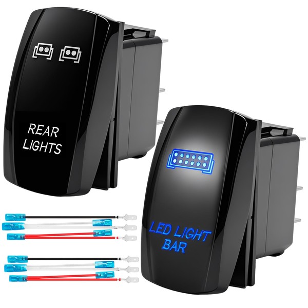 EATAKWARD Waterproof Marine Rocker Switch, Rear Light 12V/20A 24V/10A 5