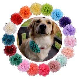 JIHUOO 10 Pcs Christmas Dog Collar Flowers Multicolored Pet Flower Bow Tie Dog Charms Pet Grooming Accessories for Puppy Cat Collar