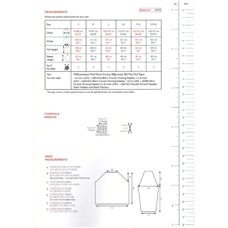 Sirdar Jewelspun Chunky Knitting Pattern - 10702 Ladies Sweater