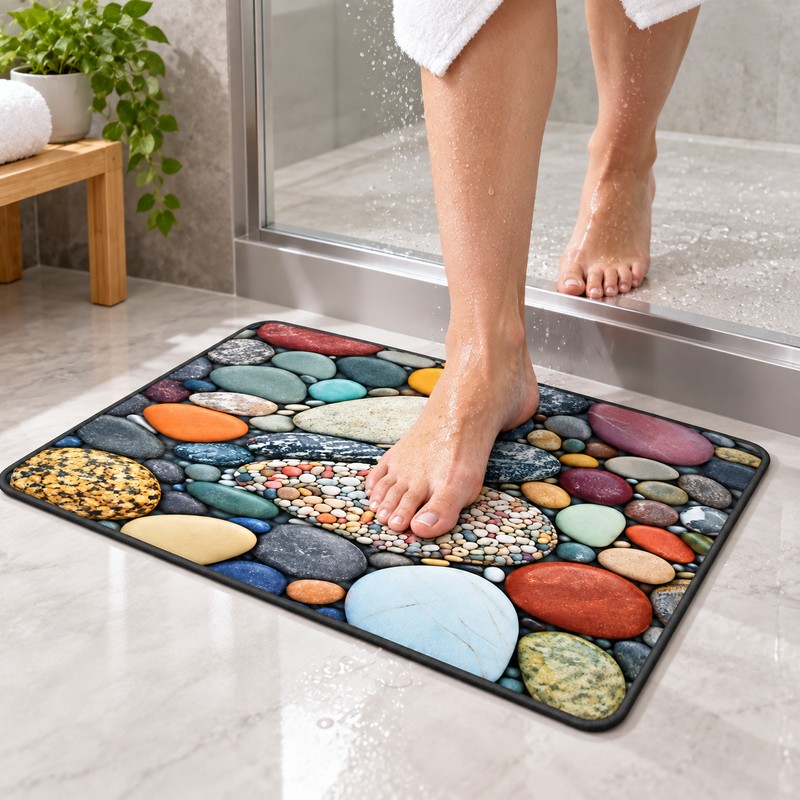 Non-Slip Bathroom Bath Mat – Absorbent Quick-Dry Shower Floor Rug