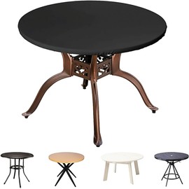 BEJAGWUS Garden Table Cover, Round Table Cover, Outdoor Weatherproof, Winterproof, UV-Anti, Oxford Protective Cover Garden Furniture Table Top Cover with Drawstring, Diameter 122 x 10 cm