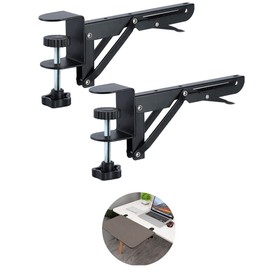 Niciksty Desk Extender Clamp for DIY Custom Wooden Desk Extender Board (Board not Included), No-Punch Computer Keyboard Tray Clamp for Home or Office (Black)