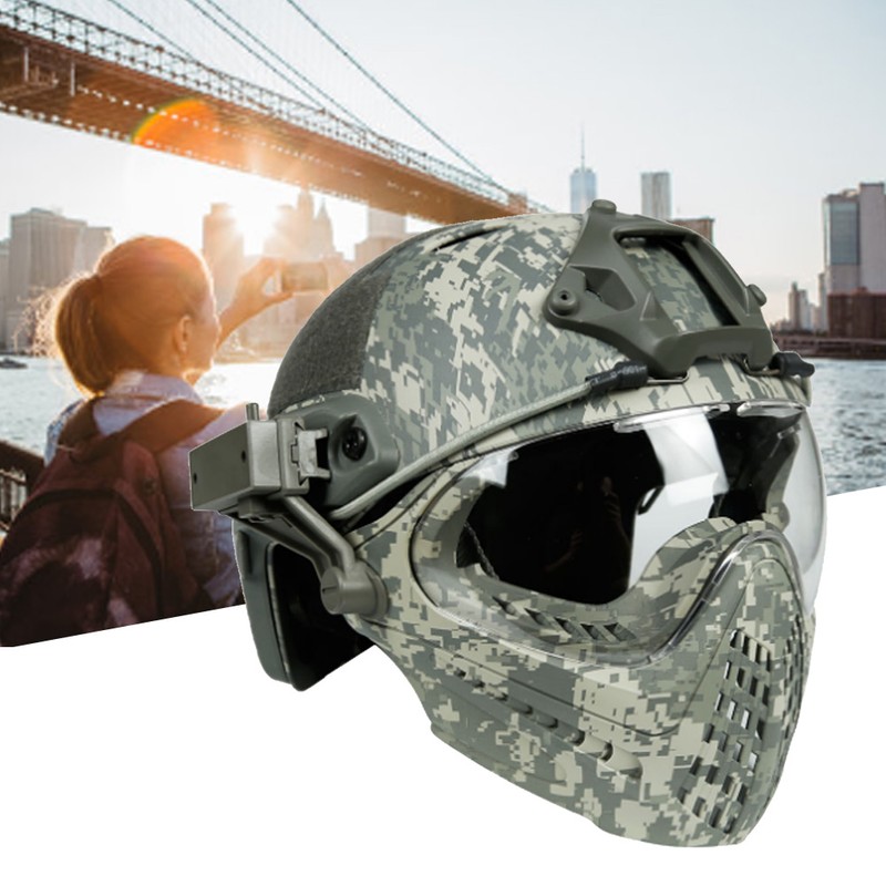 Camouflage Simple Assemble Disassembly Integrated Protection Tactics Helmet with Face