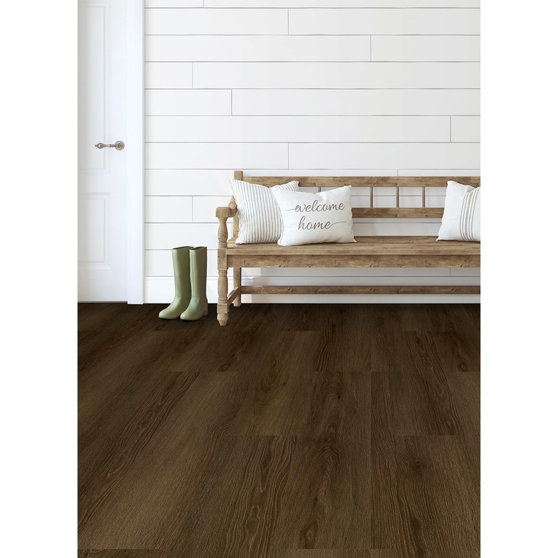 FloorPops 36-in by 6-in Dark Oak Peel and Stick Wood
