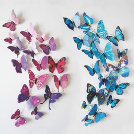 72PCS 3D Colorful Butterfly Wall Stickers, Butterfly Wall Decals, DIY Art Decor Crafts for Classroom Offices Kids Bedroom Nursery Room(Purple, Blue, Pink, Red, Yellow, Green)