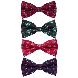 Gusleson Mens Green Christmas Bow Tie for Children Red Adjustable Pre-tied Bowtie Wedding Sets (UK0004-4B3)