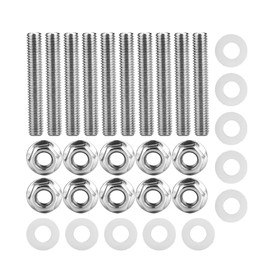 Keenso Car Exhaust Manifold Screws Kit, 10 Kit Car Stainless Steel Exhaust Manifold Head Screws Bolt Set