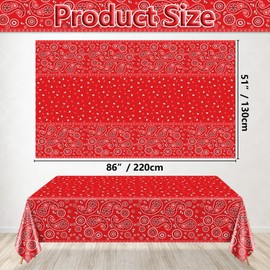 Hegbolke Paquete de 4 Manteles para Fiesta Occidental Bandana Paisley Cubierta de Mesa Mantel Rectangular Floral para Decoraciones de Fiesta Temática Occidental, 129.5 x 218.4 cm