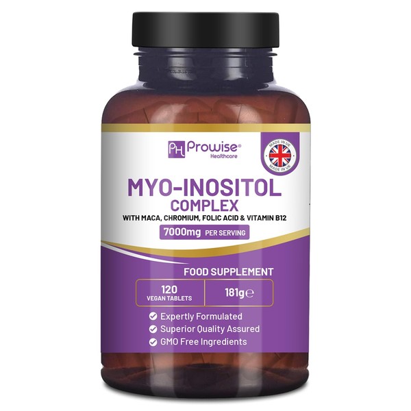 Myo-Inositol-Komplex 120 vegane Tabletten 7000 mg pro Portion mit schwarzer