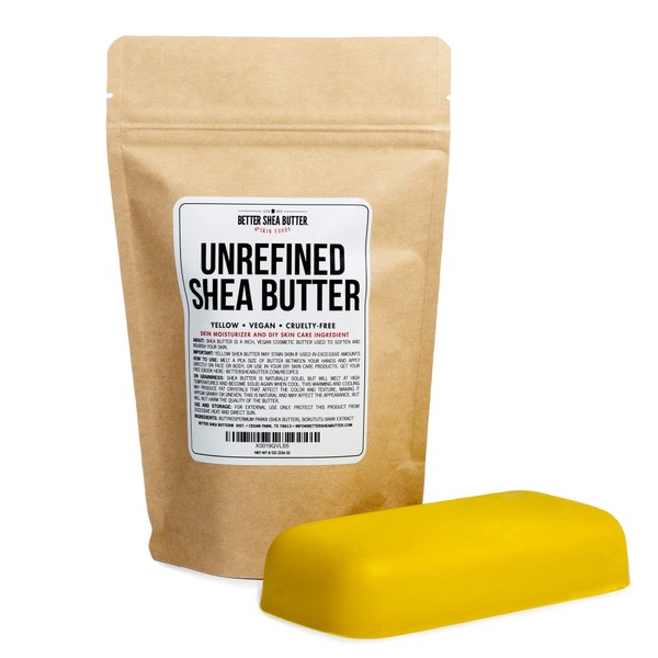 Unrefined Shea Butter - Yellow, Raw, 100% Pure, Fresh - Moisturizing, Ideal for Dry and Cracked Skin and Eczema - Use on Body, Face and Hair - 8 oz by Better Shea Butter